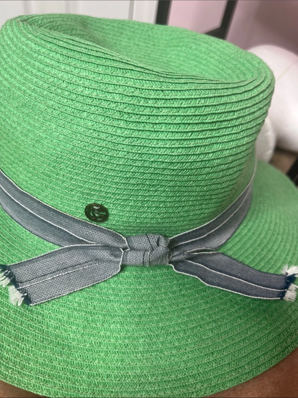 Chaos Green Sun Hat with Denim Blue Band